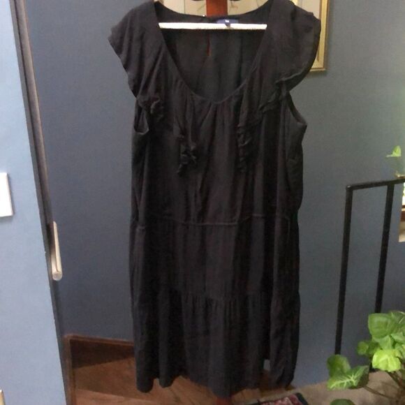 GAP Tiered Black Drawstring Waist Sundress XL - Picture 1 of 13